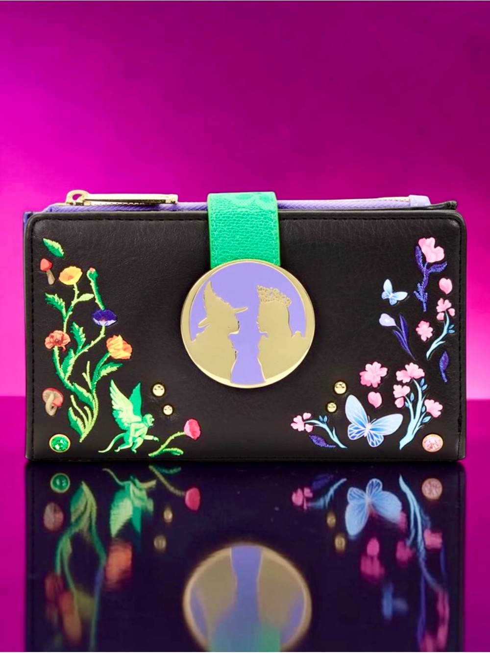 Loungefly Wicked Glinda & Elphaba Floral & Lace Flap Wallet NWT